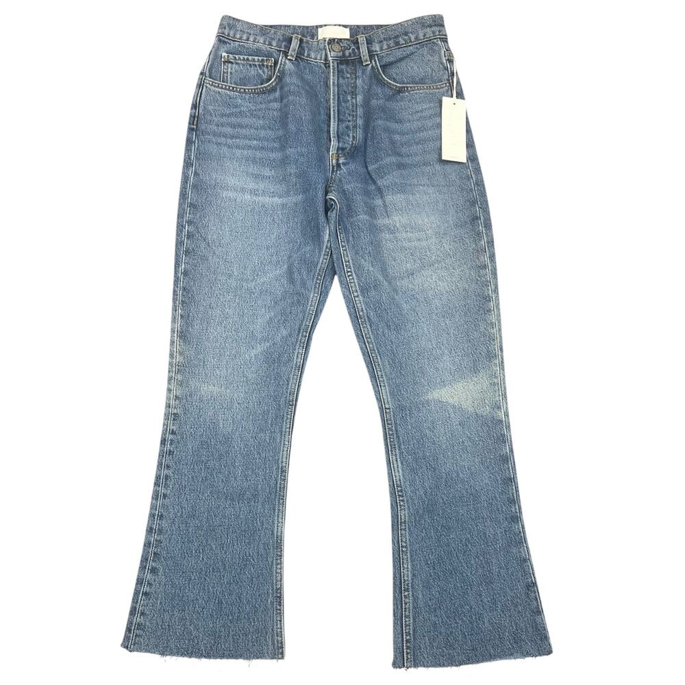 NWT Boyish Jeans 26 Darcy High Rise Pop Crop Flare Denim Raw Hem Light Wash